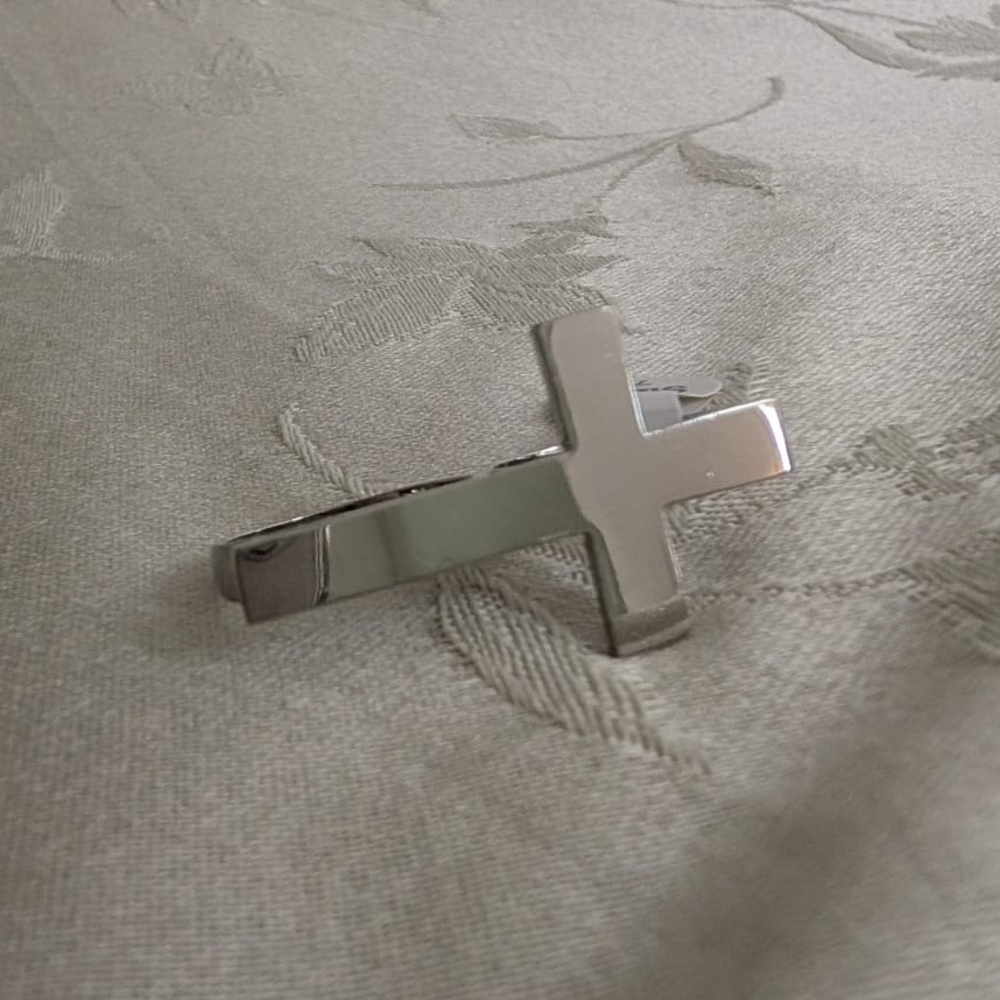 Two Finger Double Finger Cross Ring Silver Size 6 Size 7 - Picture 3 of 5
